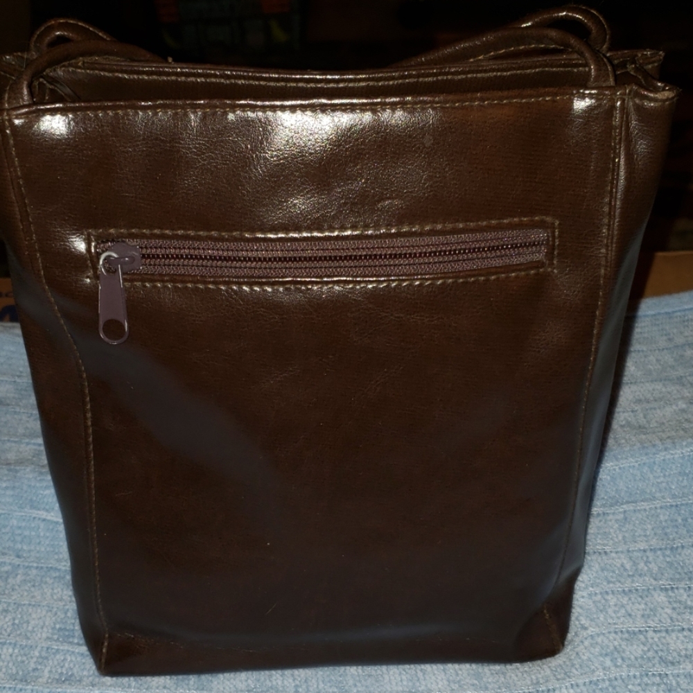 90's Vtg Brown faux leather shoulder bag